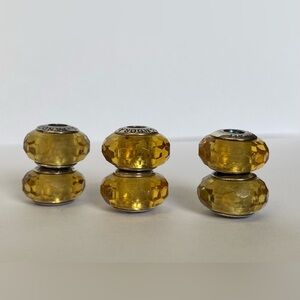 Pandora 925 ALE Golden Yellow Faceted Murano Charm lot